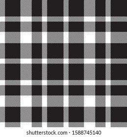 Black and White Plaid Tartan Seamless Pattern for shirt printing, fabric, textiles, jacquard patterns, backgrounds and websites