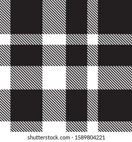Black and White Plaid Tartan Seamless Pattern for shirt printing, fabric, textiles, jacquard patterns, backgrounds and websites
