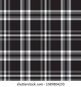 Black and White Plaid Tartan Seamless Pattern for shirt printing, fabric, textiles, jacquard patterns, backgrounds and websites