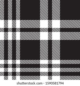 Black and White Plaid Tartan Seamless Pattern for shirt printing, fabric, textiles, jacquard patterns, backgrounds and websites