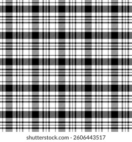 Black and white plaid with twill weave repeat pattern.Checkered tartan gingham seamless pattern, design for fabric and prints.