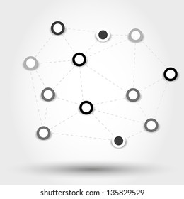 black and white plan with rings, line concept,