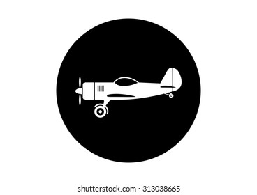 Black and white plane icon on white background    