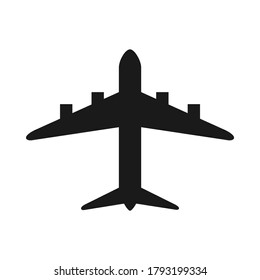 Black and white plane silhouette. Modern transport method. Travel themed vector illustration for icon, label, certificate, ticket, coupon or sale banner decoration