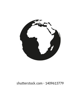 black and white planet earth icon, vector illustration