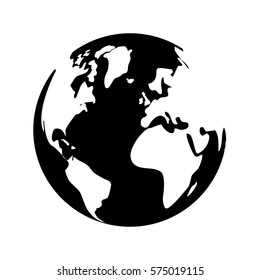 black and white planet earth icon image vector illustration design 