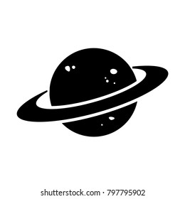 Black and white planet icon. Vector illustration