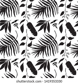 black and white plant pattern