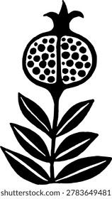 Black and white plant pomegranate