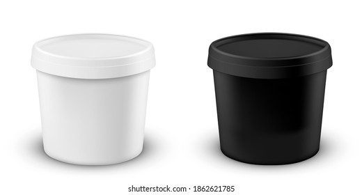 Black And White Plastic Bucket Isolated On White Background. EPS10 Vector