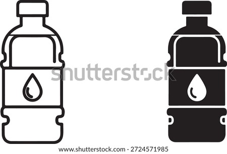 Black and white plastic water bottle with droplet symbol bottle water bottle droplet symbol
