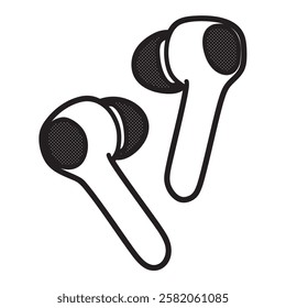 black and white plastic wireless earbud vector