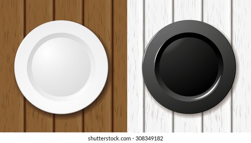 black & white plate on the table