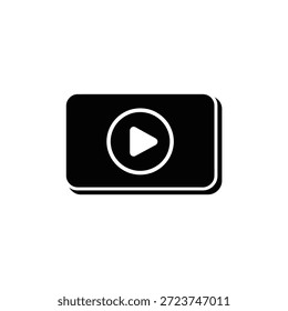 Black and white play button icon on a white background
