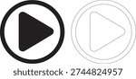 Black and white play button triangle