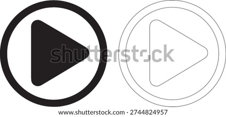 Black and white play button triangle