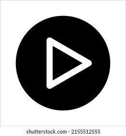 black and white play button vector icon, on a white background, eps 10.