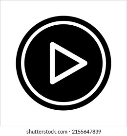 black and white play button vector icon, on a white background, eps 10.