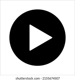 black and white play button vector icon, on a white background, eps 10.