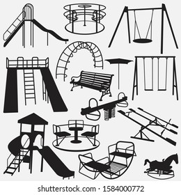 black and white playground design vector silhouette