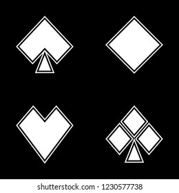 Black and white playing cards suits icon set