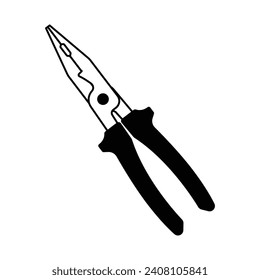 Black and White pliers design illustration icon isolated white background
