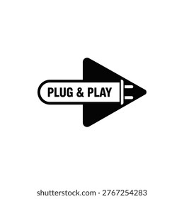 Black and white plug play logo icon