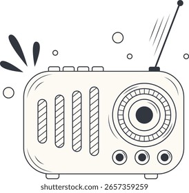 Schwarz-Weiß-Podcast-Element. Vektorgrafik in Doodle Design Concept
