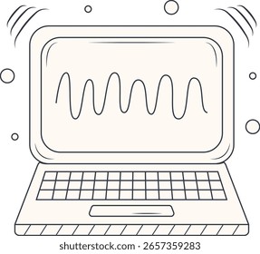 Elemento Podcast en blanco y negro. Ilustración vectorial en el concepto de diseño Doodle