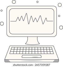 Black and White Podcast Element. Vector Illustration in Doodle Design Concept