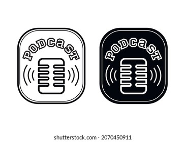 black and white podcast logos illustrations 
