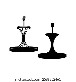 Black and White Podium with Microphone