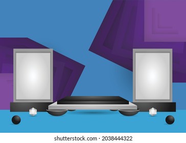 Black and white podium mockup background template