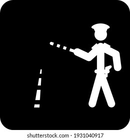 Black and white. Policeman. Adjuster. The control. Stops. Signal. Police. Police sign. Road traffic. Minimalism. Vector illustration.