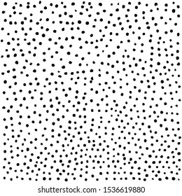 Black and white polka background. Hand drawn dot pattern design. Abstract illustration - vector
