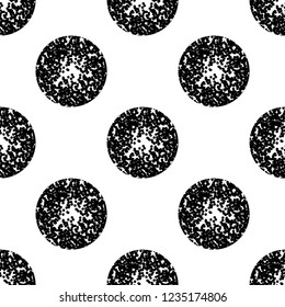 Black and white polka dot grunge textured motif. Seamless minimal vector illustration for interior, wallpaper, fabric, textile, phone case. Modern geometric mosaic design. Graphic simple ornament.