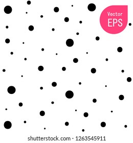 Black and White Polka Dot Seamless Pattern or Texture. Abstract Monochrome Dots on Background Vector EPS10 Illustration for Web Design, Banner, Template, Shapes and Other.