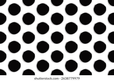 Black and White Polka Dot Seamless Pattern – Classic Vector Design for Fabric, Backgrounds, Print, Packaging, and Interior Decor.