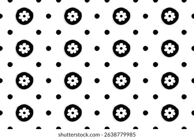Black and White Polka Dot Seamless Pattern – Classic Vector Design for Fabric, Backgrounds, Print, Packaging, and Interior Decor.