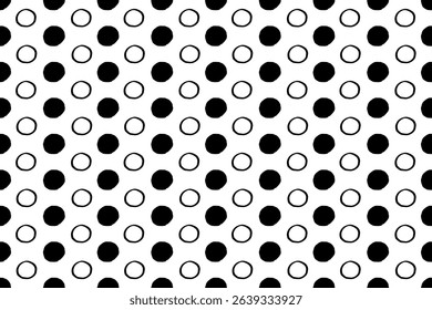 Black and White Polka Dot Seamless Pattern – Classic Vector Design for Fabric, Backgrounds, Print, Packaging, and Interior Decor