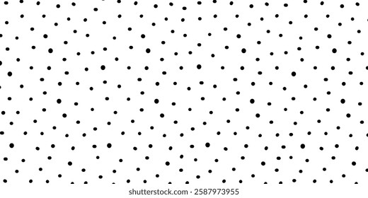 Black and white polka dot vector pattern.