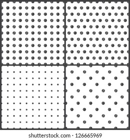 Black and White polka dots seamless pattern on white background