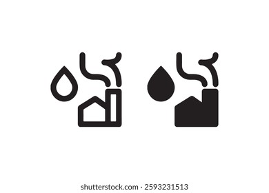 Black and white pollution factory icons Vector