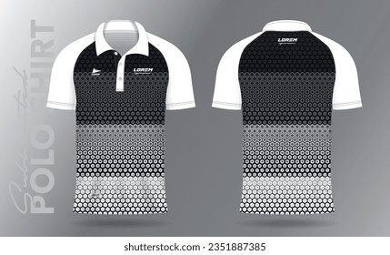 black and white polo shirt mockup template design for sport uniform