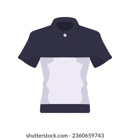 Black and white polo shirt vector illustration, flat black and white collared shirt vector art isolated on a white background