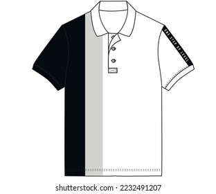 Black and white polo template for fashion. Trendy polo shirt. Shirt flat design.