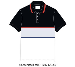 Black and white polo template for fashion. Trendy polo shirt. Shirt flat design.