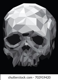 black and white polygon halloween ghost spooky horror skull bone head vector illustration. holiday season festival night party concept, trick of treat