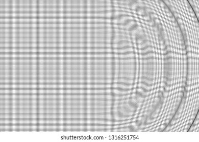 Black and white polygonal waves passing into the grid. 3D. Vector illustration.