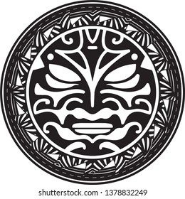 Black and White Polynesian Tribal Pattern Face Art